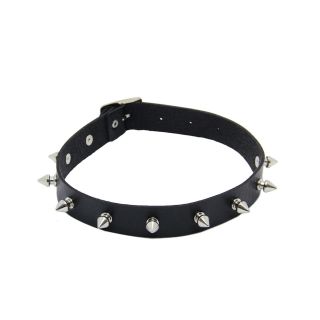 Love 'n' Leather Black Faux Leather Collar with Spikes