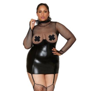 Black Plus Size Fetish Garter Slip