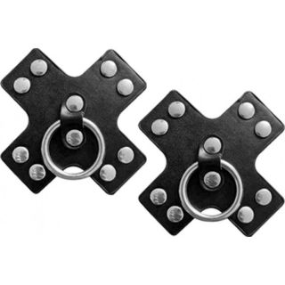 Black Leather Cross with O Ring Nipple Pasties