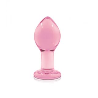 Crystal Glass Butt Plug Pink Large