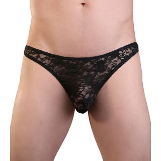 Love In Leather Black Lace G-String