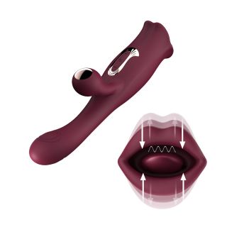 Realistic Mouth Motion Dual Stimulating Vibrator Maroon 