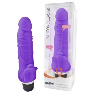 Silicone Classic Vibrator with Clit Stim Purple