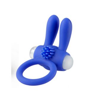 Silicone Rabbit Vibrating Cockring Blue