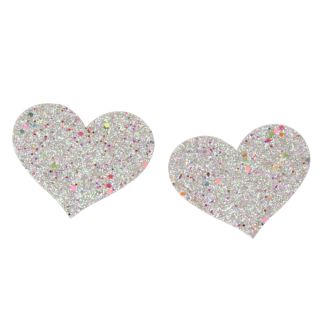 Silver Glitter Heart Pasties