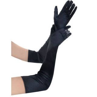 55cm Black Simulated Silk Gloves
