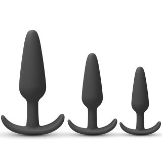 Black Silicone Butt Plug Training Set 