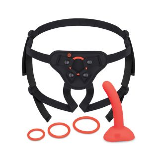 B-Vibe Beginners Peach Strap-On Harness Set with 5in. Silicone Dildo Pegging Kit