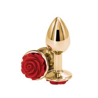 Rear Assets Metal Rose Anal Plug Small Red 