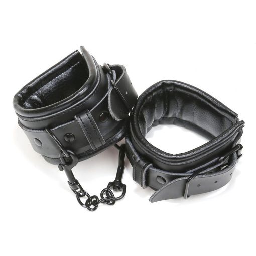 Black Faux Leather Handcuffs