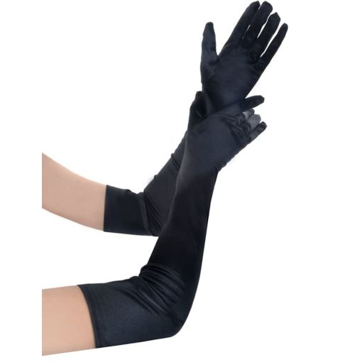 55cm Black Simulated Silk Gloves