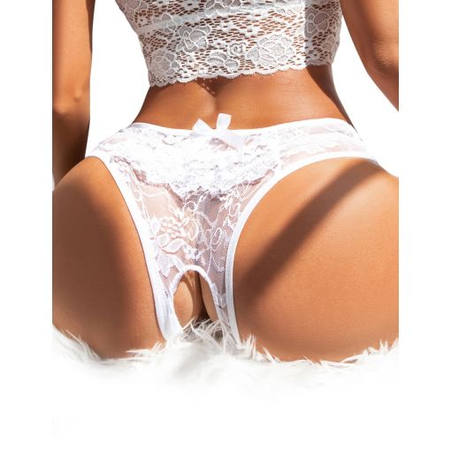 White Frill Crotchless Lace Panty 14