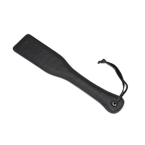 Demon’s Kiss Black Ostrich Skin Pattern Leather Spanking Paddle