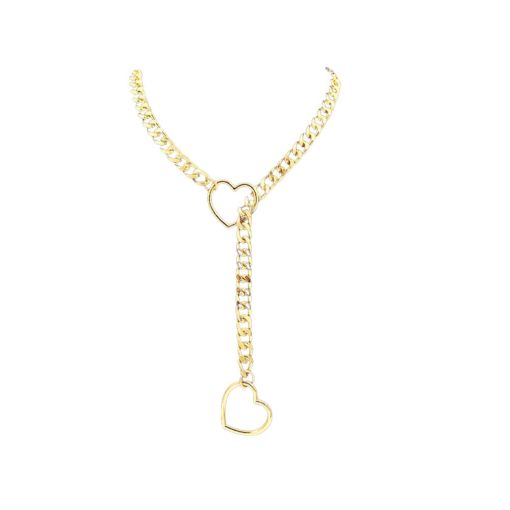 Gold Tone Choker Chain with Hearts