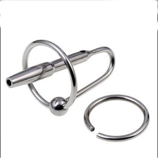 Metal Cum-Thru Penis Plug with Glansring