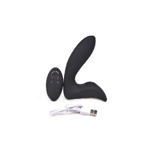 12 Speeds Remote Control Rechargeable Black Silicone Prostate Massager