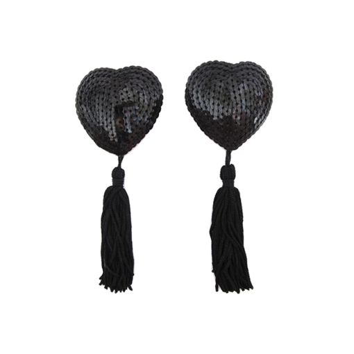 Black Heart Sequin Nipple Tassel Pasties 