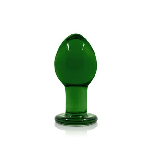 Crystal Glass Butt Plug Green Medium