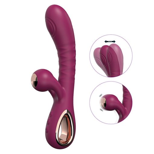 Dual Stimulation Thumping & Vibrating Rabbit Vibrator Maroon 