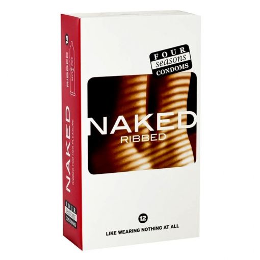 Four Seasons Naked Ribbed Condoms 12 Pk