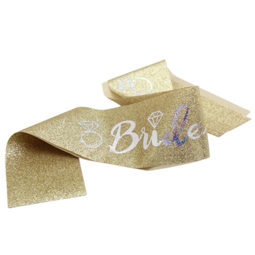 Gold Bride To Be Sash with Holographic Print