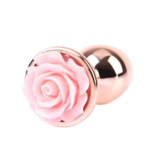 Matrix Mont Gold Pink Flower Metal Anal Plug Small 