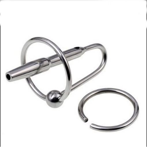 Metal Cum-Thru Penis Plug with Glansring