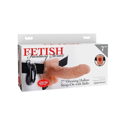 Fetish Fantasy 7in Vibrating Hollow Strap-On with Balls