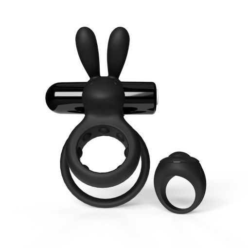 Screaming O Charged Remote Control Ohare Vibrating Rabbit Cock Ring - Black