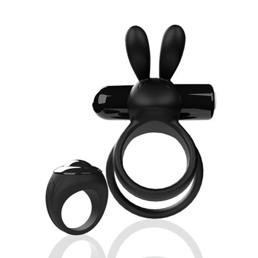 Screaming O XL Charged Remote Control Ohare Vibrating Rabbit Cock Ring - Black