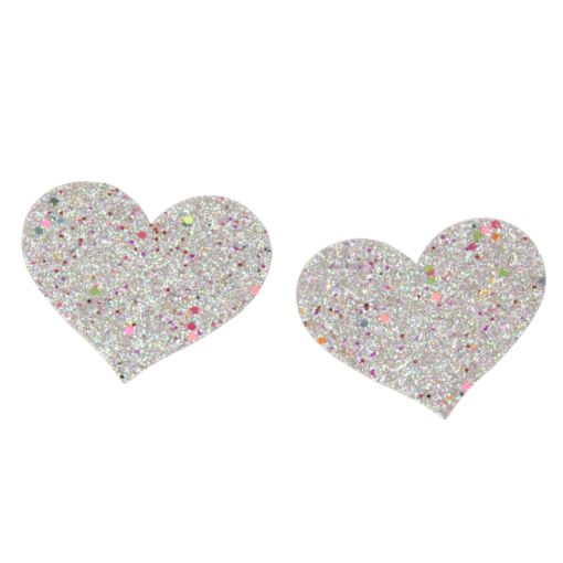 Silver Glitter Heart Pasties