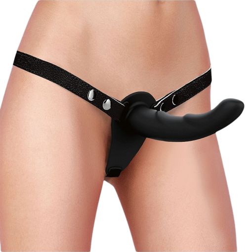 Vibrating Silicone Ridged Strap-On Adjustable & Rechargeable - Black