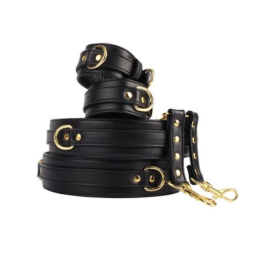 Behave! Luxury Fetish Wrist to Thigh Cuff Set – Black